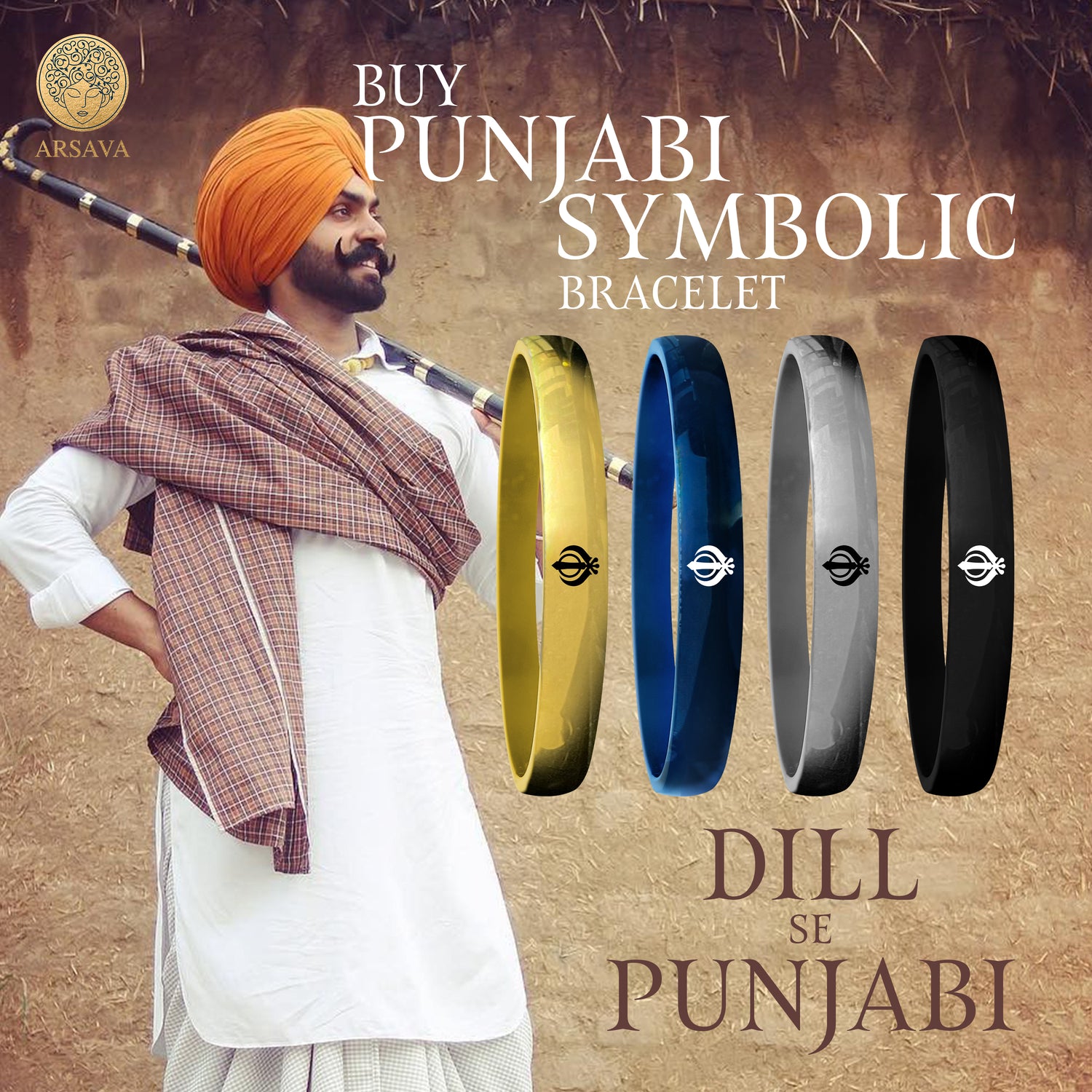 PUNJABI SYMBOLIC CLASSICAL KADA | 316L STAINLESS STEEL